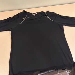 Roz & Ali black medium dress shirt silver zippers